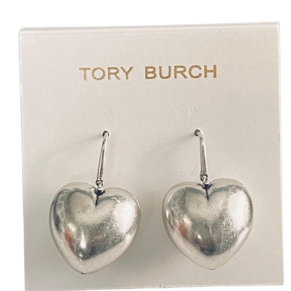 NEW Tory Burch SILVER Hidden Heart Locket Drop Earring Set $225 - Picture 3 of 13